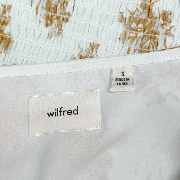 Wilfred Aritzia Boho Smocked Crop Top Mint Green Floral Sheer Balloon Sleeves S - Picture 6 of 9